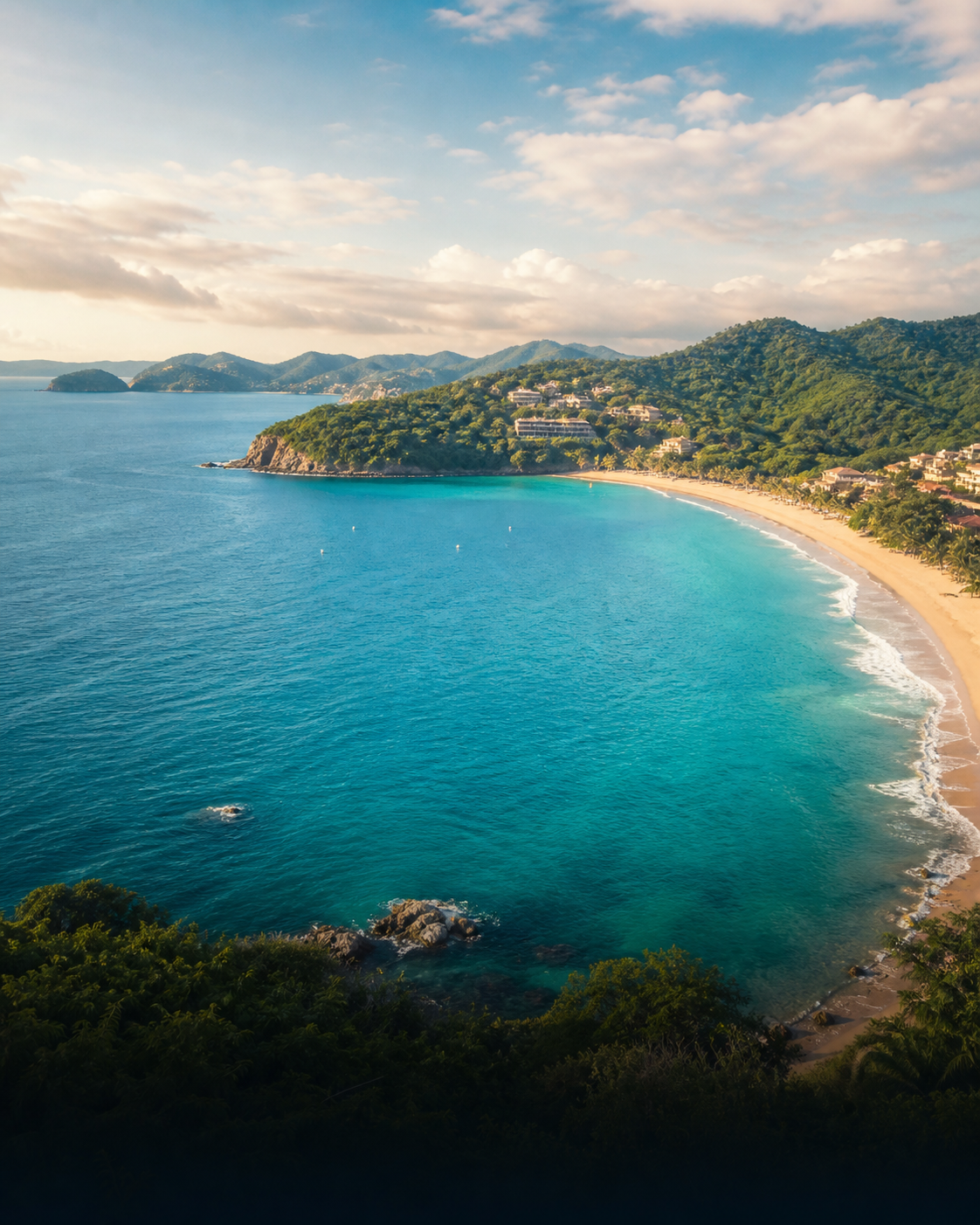 Vista costera de Ixtapa al atardecer